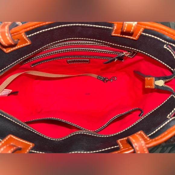 Dooney & Bourke Black Saffiano Leather Tote with Brown Trim - Picture 16 of 16